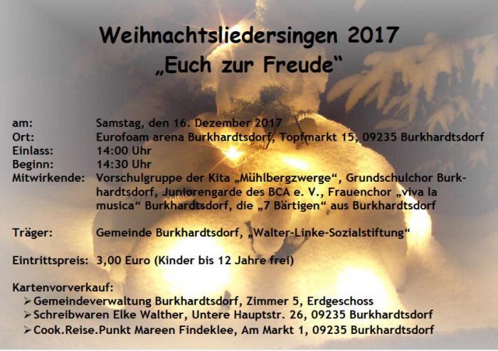 Plakat Weihnachtsliedersingen 2017